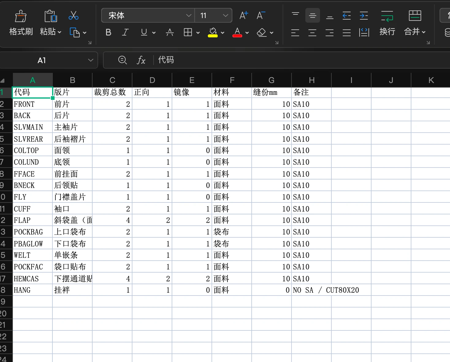 完整17片版片参数 · 案例数据